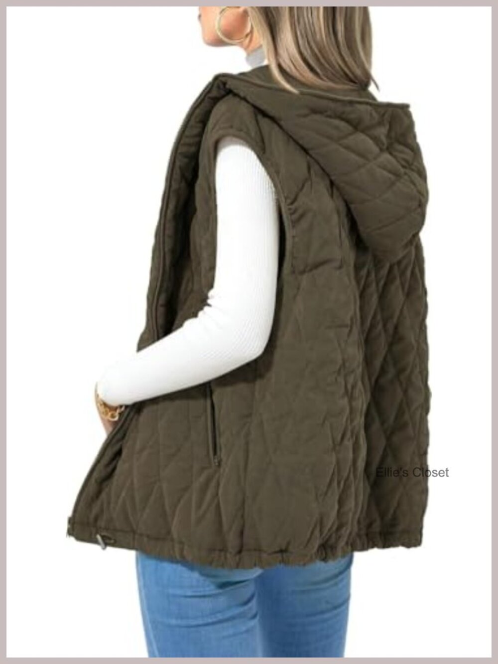 Quilted Puffer Vest Hooded Zip Up Sleeveless Outerwear